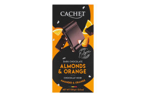 Шоколад CACHET Orange&Almonds 100г(апельсин+мигдал