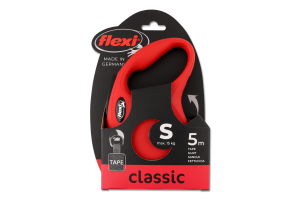 Повідець-рулетка д/собак до 15кг New Classic червоний стрічка р.S 5м Flexi