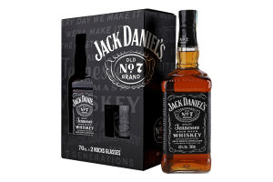 Набір подарунковий Віскі Tennessee Old №7 40% 0.7л + 2 склянки Jack Daniel's к/у