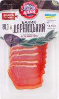 Балык нарезка Дарницкий Алан с/к в/с лоток 0.08кг