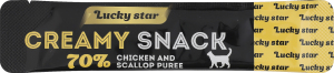 Лакомство для котов Нежное пюре из мяса курицы и тихоокеанских морских гребешков Lucky Star м/у 10г