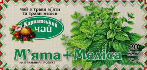 Чай М'ята + Меліса Карпатський чай к/у 20шт
