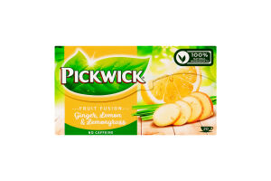 Чай фруктово-трав'яний ароматизований Імбир-лемонграс Fruit fusion Pickwick к/у 20х2г