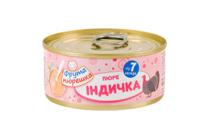 Пюре для детей от 7мес на мясной основе гомогенизированное стерилизованное Индейка Фрута пюрешка ж/б 120г