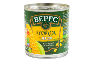 Кукуруза сахарная из целых зерен консервированная стерилизованная вакуумированная Верес в/с ж/б 170г