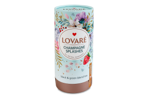 Бленд чая черного и зеленого листового с кусочками ягод и ароматом земляники Брызги шампанского Lovare тубус 80г