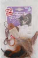 Іграшка д/котів Дражнилка Teaser Рибка на палець з кільцем текстиль перо 7см GiGwi