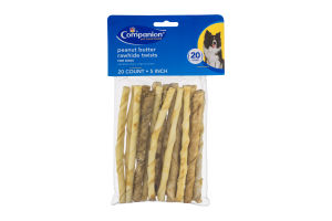 Companion 5 Inch Peanut Butter Rawhide Twists for Dogs - 20 CT