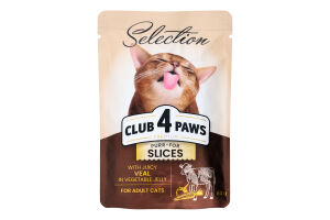 Корм влажный для взрослых котов Veal Selection Premium Club 4 Paws д/п 80г