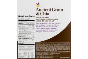 Ahold Ancient Grain & Chia Granola Bars Dark Chocolate Chunks, Almonds & Coconut - 5 CT