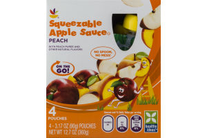 Ahold Squeezable Apple Sauce Pouches Peach - 4 CT