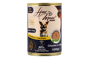 Корм д/дорослих собак з куркою 400г ж/б How Meow