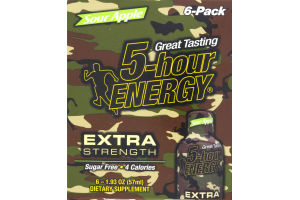 5-Hour Energy Extra Strength Dietary Supplement Sour Apple - 6 CT