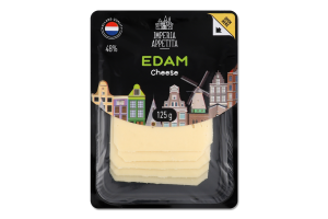 Сир Едам 48% нарізка 125г газ/у Імперія Апетіта