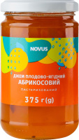 Джем плодово-ягодный пастеризованный Абрикосовый Novus с/б 375г
