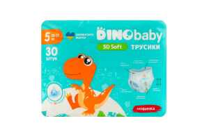 Трусики-подгузники для детей 12-17кг 5 3D Soft Dinobaby 30шт