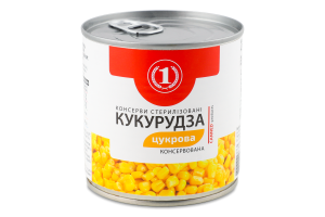 Кукурудза цукрова з цілих зерен консервована ТМ "1" з/б 420г