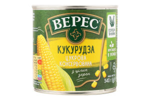 Кукуруза сахарная консервированная стерилизованная вакуумированная из целых зерен Верес ж/б 340г