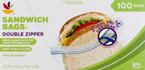 Ahold Sandwich Bags Double Zipper - 100 CT