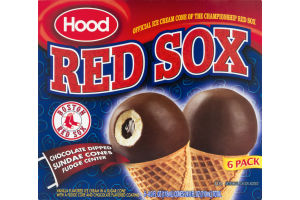 Hood Red Sox Chocolate Dipped Sundae Cones Fudge Center - 6 CT