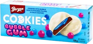 Печиво Bergen В білому шокол Bubble Gum 128г