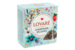 Бленд чаю чорного та зеленого листового з ягодами пелюстками та ароматом суниці Бризки шампанського Lovare к/у 15х2г