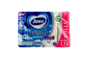 Папір туалетний 3-х шаровий Delicate Care Deluxe Zewa 12шт