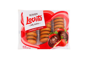 Печиво здобне з желейною начинкою Strawberry Lovita Jelly Cookies Roshen м/у 420г