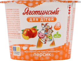 Паста творожная 3.9% для детей от 6мес с наполнителем фруктовым Персик Яготинське для дітей ст 90г