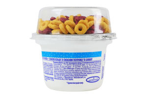 Десерт сирковий 5% Ваніль 140г + злакові кільця зі смаками полуниці та банану 15г Марійка ст 155г