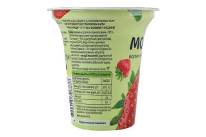 Йогурт 2% с наполнителем фруктовым пастеризованным Клубника Молокія ст 240г