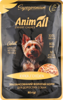 Корм д/дорослих собак Курка 80г пауч AnimAll