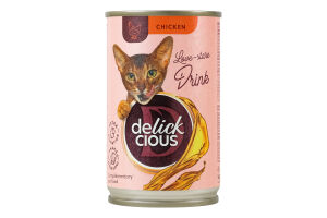 Корм дополнительный для котов Напиток с курицей Delickcious ж/б 140г