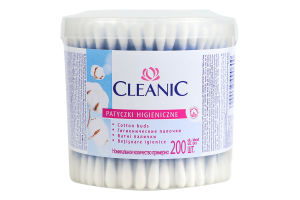 Палички ватні Cleanic Класік 200шт кругла упаковка