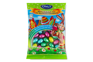 Конфеты из молочного шоколада маленькие с нежной кремовой начинкой из фундука Пасхальные яйца Only м/у 400г