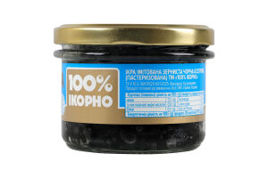 Икра имитированная зернистая черная осетровая пастеризованная 100% Ікорно с/б 200г