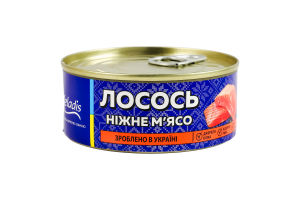 М'ясо лосося ніжне стерилізоване Veladis з/б 160г