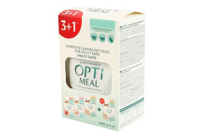 Набор корма консервированного для взрослых котов полнорационного Multi taste Super Premium Optimeal к/у 4х85г