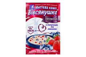 Каша овсяная быстрого приготовления с клубникой и голубикой с подсластителями Вівсянушка м/у 40г