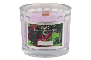 Свічка Лакшері Бузок соєвий віск дерев"яний гніт скло 8*10см Пако ІФ