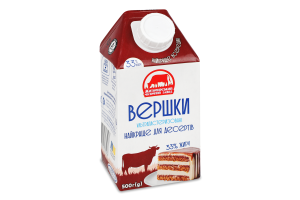 Вершки ультрапастеризовані 33% 500г т/брік Житомирський молочний завод
