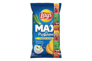 Чипси картопляні зі смаком сметани та цибулі Рифлені Max Lay's м/у 140г