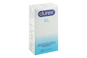 Презервативы латексные с силиконовой смазкой XL Durex 12шт