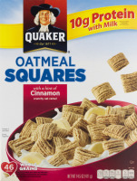 Quaker Oatmeal Squares with a Hint of Cinnamon Crunchy Oat Cereal