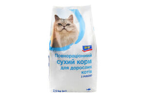 Корм сухой полнорационный для взрослых кошек С рыбой Aro м/у 2.5кг