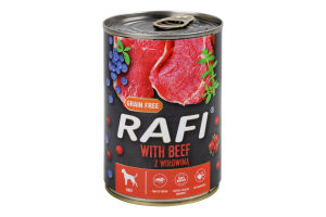 Корм д/собак з яловичиною 400г ж/б Рафі