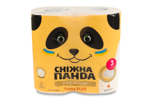 Бумага туалетная 3-х слойная Aroma plus Premium Сніжна Панда 4шт