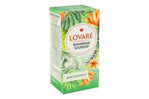 Чай зеленый байховый мелкий с фруктами лепестками цветов и ароматом саусепа Bahamian Soursop Lovare к/у 24х1.5г