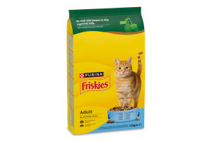 Корм сухой полнорационный для взрослых котов с лососем и овощами Friskies м/у 1.5кг