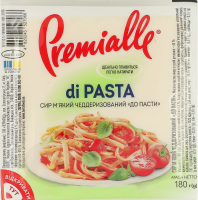 Сир 45% м'який чеддеризований До пасти Premialle в/у 180г